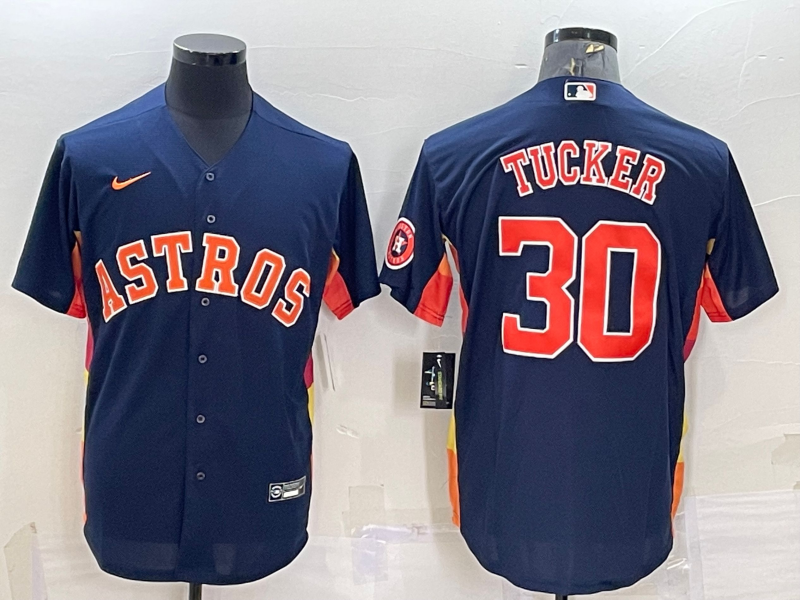 Men's Houston Astros #30 Kyle Tucker Navy With Path Cool Base Stitched Jersey Men's Houston Astros #30 Kyle Tucker Navy With Path Cool Base Stitched Jersey
