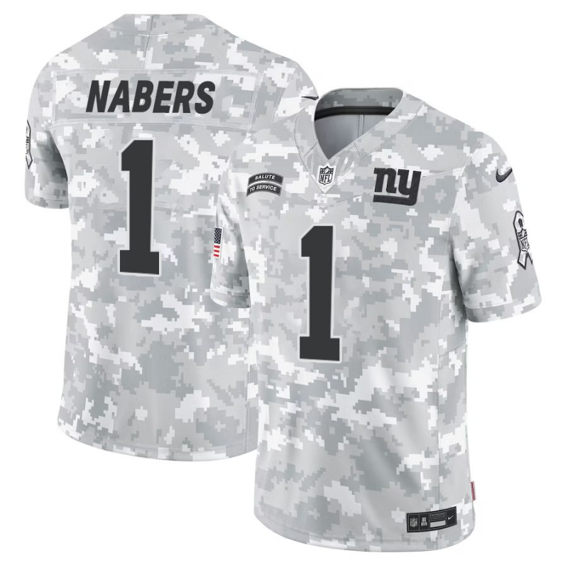 Men's New York Giants #1 Malik Nabers 2024 Arctic Camo Salute to Service Limited Stitched Football Jersey
