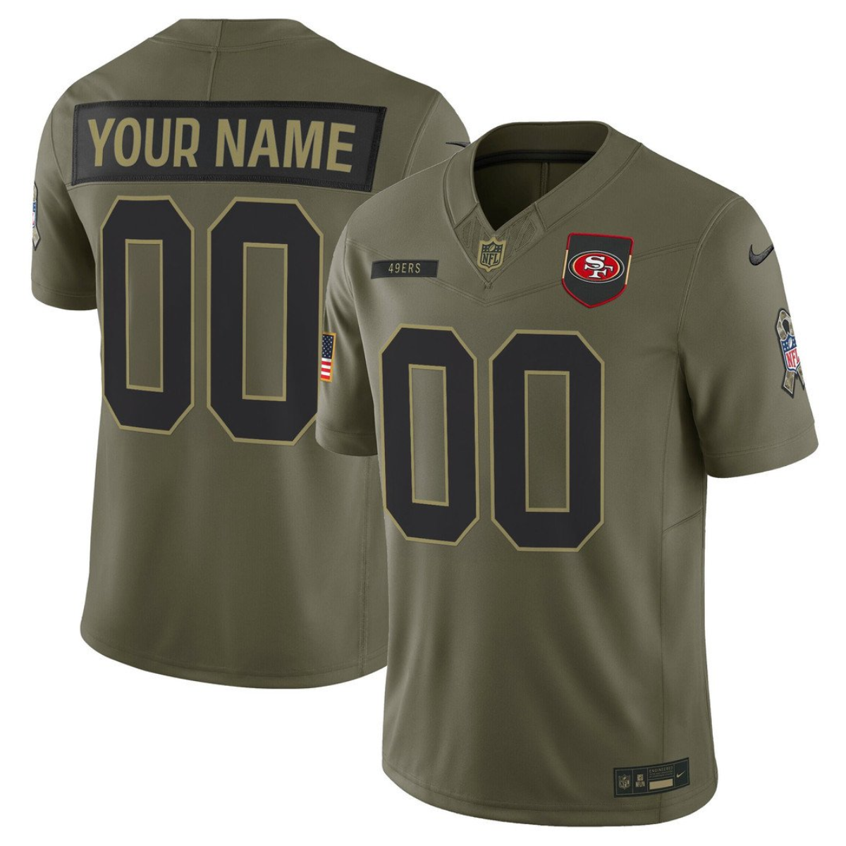Men's San Francisco 49ers Active Player Custom Olive 2025 F.U.S.E. Salute to Service Limited Stitched Football Jersey Men's San Francisco 49ers Active Player Custom Olive 2025 F.U.S.E. Salute to Service Limited Stitched Football Jersey