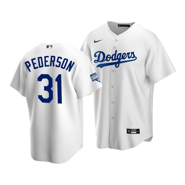 Men's Los Angeles Dodgers #31 Joc Pederson White 2020 World Series Champions Home Patch Stitched MLB Jersey Men's Los Angeles Dodgers #31 Joc Pederson White 2020 World Series Champions Home Patch Stitched MLB Jersey