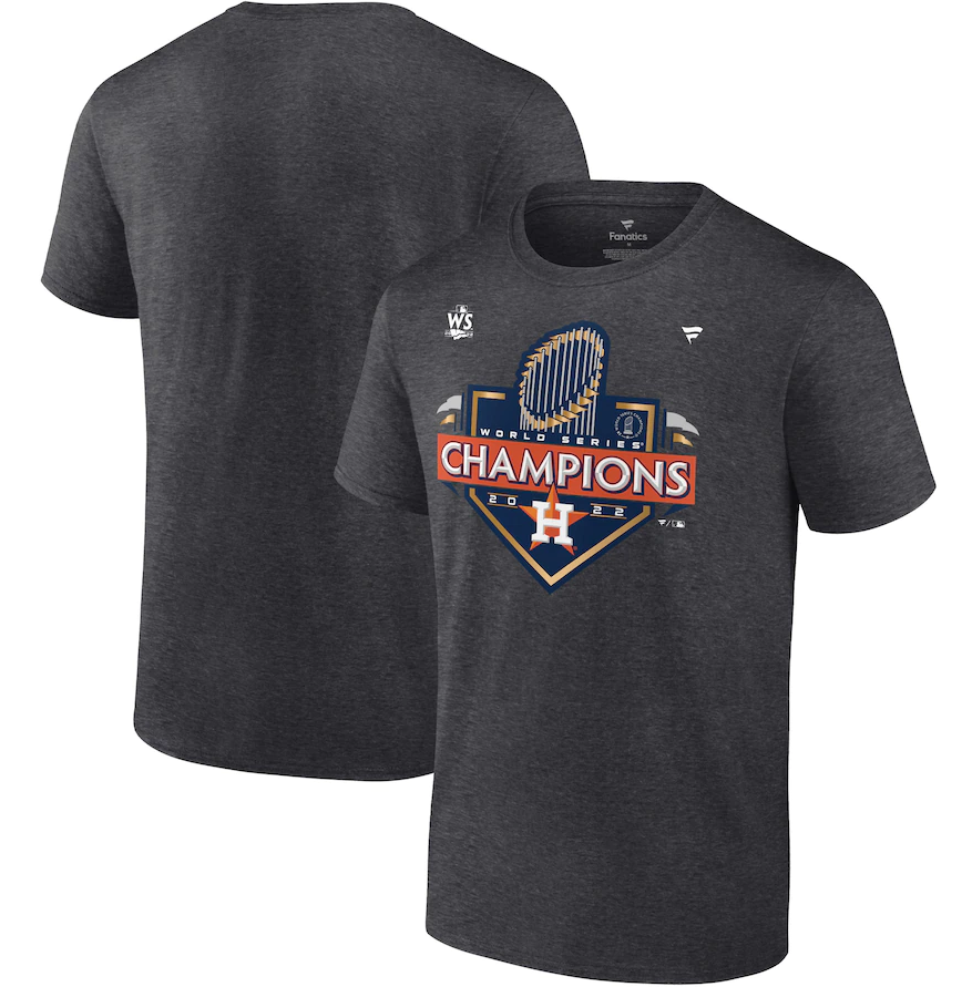 Men's Houston Astros Heather Charcoal 2022 World Series Champions Locker Room T-Shirt Men's Houston Astros Heather Charcoal 2022 World Series Champions Locker Room T-Shirt