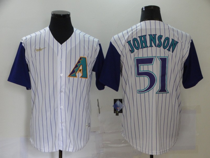 Men's Arizona Diamondbacks #51 Randy Johnson White MLB Throwback Cool Base Stitched Jersey Men's Arizona Diamondbacks #51 Randy Johnson White MLB Throwback Cool Base Stitched Jersey