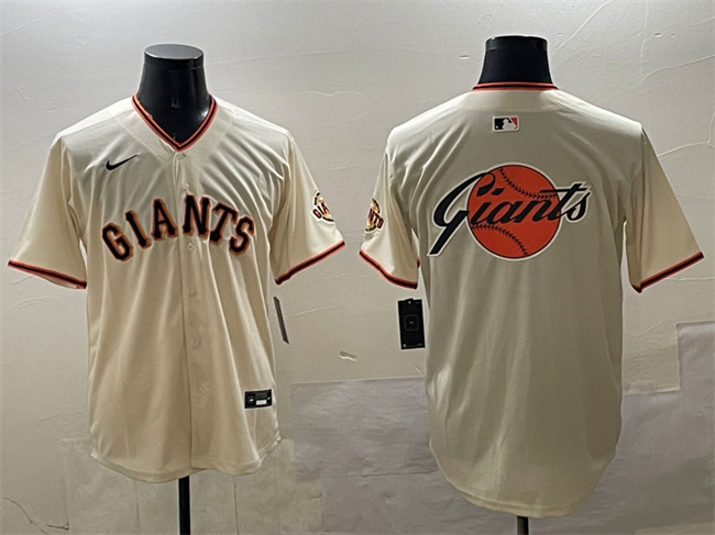 Men's San Francisco Giants Cream Team Big Logo Limited Stitched Baseball Jersey Men's San Francisco Giants Cream Team Big Logo Limited Stitched Baseball Jersey