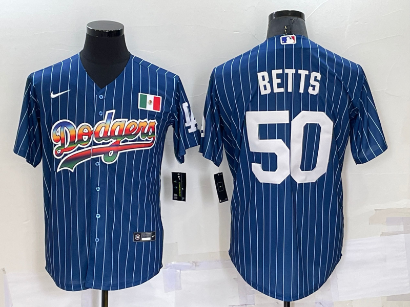 Men's Los Angeles Dodgers #50 Mookie Betts Navy Mexico Rainbow Cool Base Stitched Baseball Jersey Men's Los Angeles Dodgers #50 Mookie Betts Navy Mexico Rainbow Cool Base Stitched Baseball Jersey