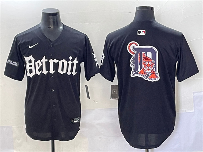 Men's Detroit Tigers Team Big Logo Black 'Motor Gothic Edition' Vapor Premier Limited Stitched Baseball Jersey Men's Detroit Tigers Team Big Logo Black 'Motor Gothic Edition' Vapor Premier Limited Stitched Baseball Jersey