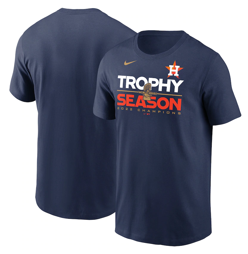Men's Houston Astros Navy 2022 World Series Champions Commissioner's Trophy T-Shirt Men's Houston Astros Navy 2022 World Series Champions Commissioner's Trophy T-Shirt