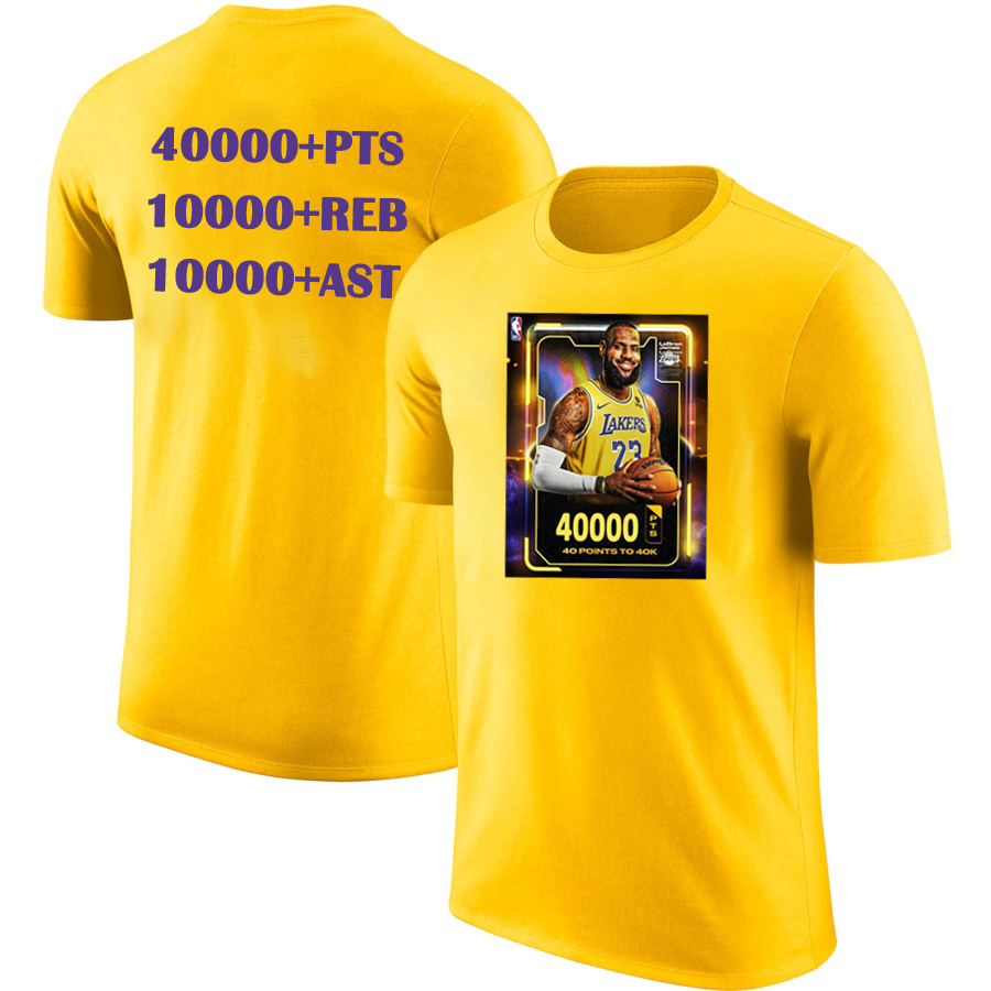 Men's Los Angeles Lakers #23 LeBron James Yellow T-Shirt Men's Los Angeles Lakers #23 LeBron James Yellow T-Shirt