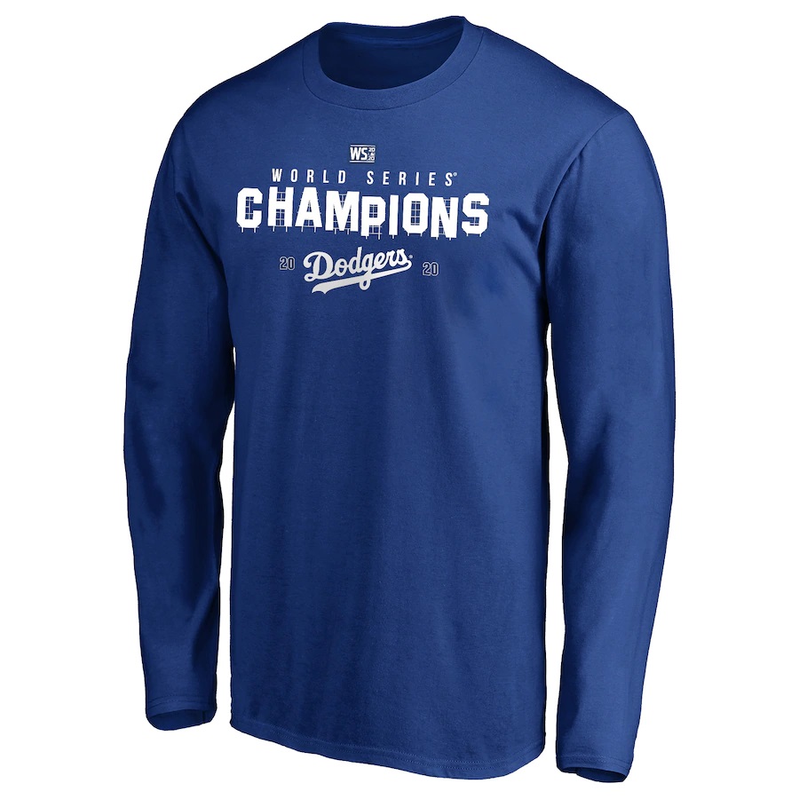 Men's Los Angeles Dodgers Blue 2020 World Series Champions Long Sleeve T-Shirt Men's Los Angeles Dodgers Blue 2020 World Series Champions Long Sleeve T-Shirt