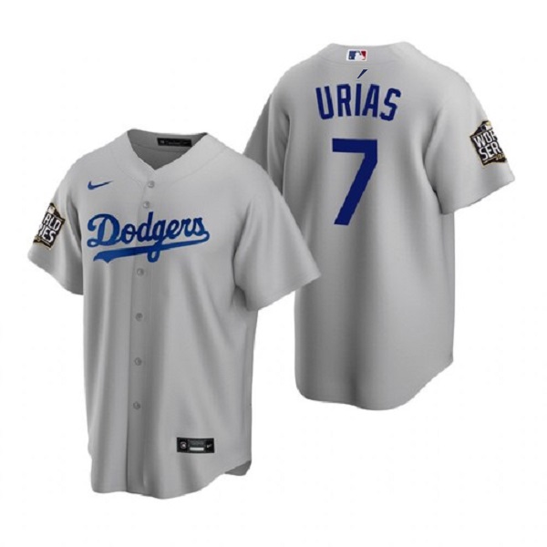 Men's Los Angeles Dodgers #7 Julio Urias Grey 2020 World Series Stitched Jersey Men's Los Angeles Dodgers #7 Julio Urias Grey 2020 World Series Stitched Jersey