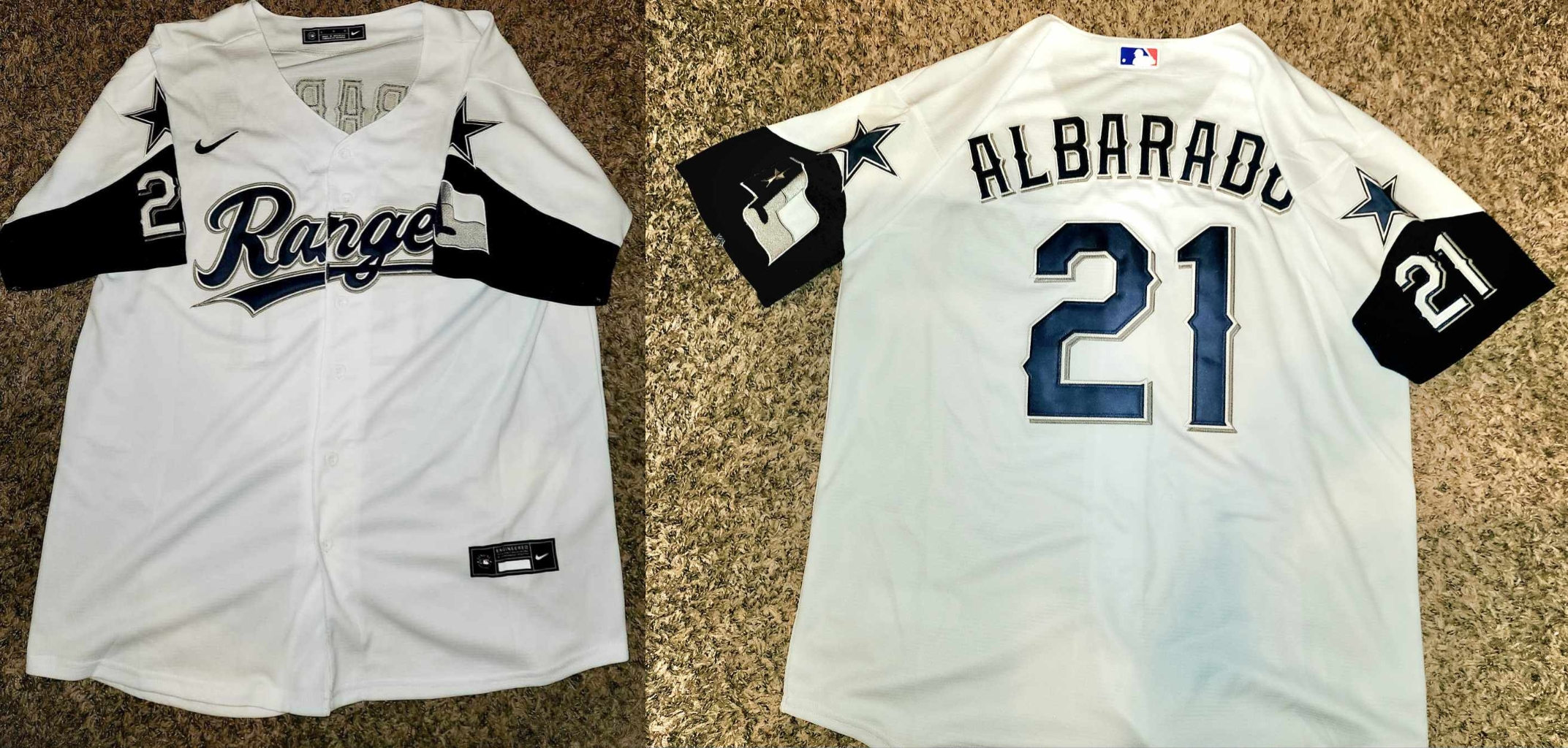 Men's Texas Rangers&Cowboys Active Player Custom Dark Blue Stitched Baseball Jersey