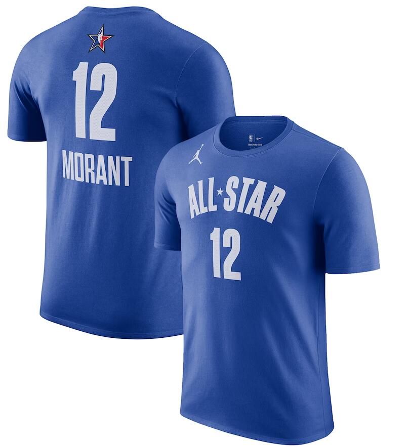 Men's #12 Ja Morant Blue 2023 NBA All-Star Game Name & Number T-Shirt Men's #12 Ja Morant Blue 2023 NBA All-Star Game Name & Number T-Shirt