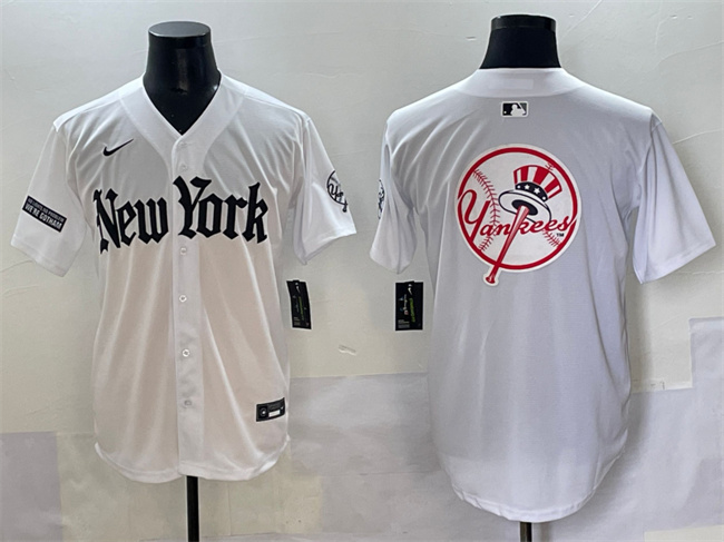 Men's New York Yankees Team Big Logo White 'Gothic Legacy Edition' Vapor Premier Limited Stitched Baseball Jersey 004 Men's New York Yankees Team Big Logo White 'Gothic Legacy Edition' Vapor Premier Limited Stitched Baseball Jersey 004