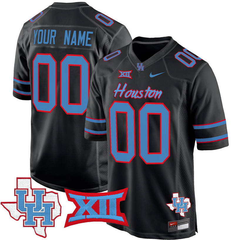 Men's Houston Cougars Custom Black 2024 Stitched Game Jersey
