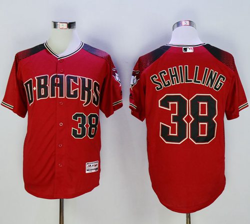 Diamondbacks #38 Curt Schilling Red/Brick New Cool Base Stitched MLB Jersey Diamondbacks #38 Curt Schilling Red/Brick New Cool Base Stitched MLB Jersey