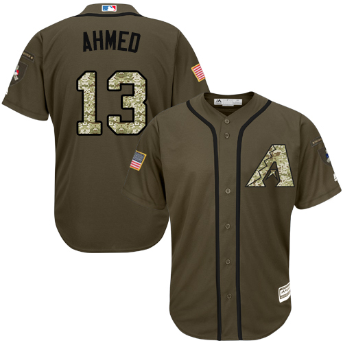 Diamondbacks #13 Nick Ahmed Green Salute to Service Stitched MLB Jersey Diamondbacks #13 Nick Ahmed Green Salute to Service Stitched MLB Jersey