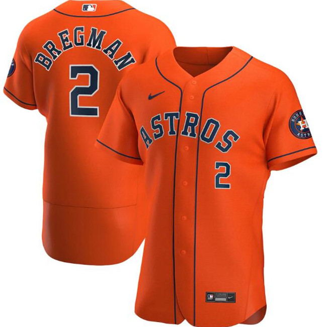 Men's Houston Astros #2 Alex Bregman Orange MLB Flex Base Stitched Jersey Men's Houston Astros #2 Alex Bregman Orange MLB Flex Base Stitched Jersey