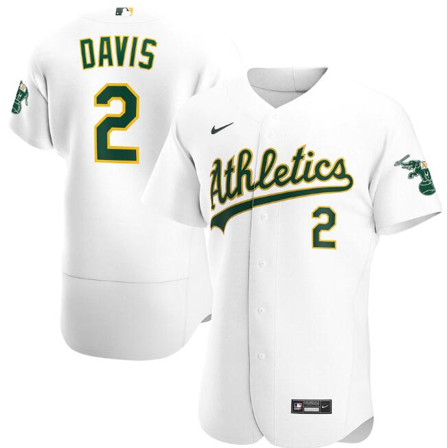 Men's Oakland Athletics #2 Khris Davis White Flex Base MLB Stitched Jersey Men's Oakland Athletics #2 Khris Davis White Flex Base MLB Stitched Jersey