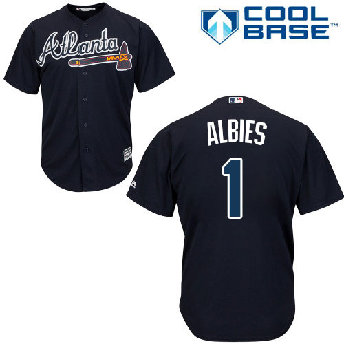 Braves #1 Ozzie Albies Blue New Cool Base Stitched MLB Jersey Braves #1 Ozzie Albies Blue New Cool Base Stitched MLB Jersey