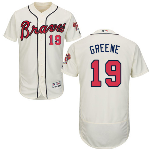 Braves #19 Shane Greene Cream Flexbase Authentic Collection Stitched MLB Jersey Braves #19 Shane Greene Cream Flexbase Authentic Collection Stitched MLB Jersey