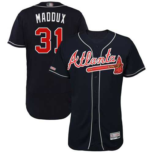 Braves #31 Greg Maddux Navy Blue Flexbase Authentic Collection Stitched MLB Jersey Braves #31 Greg Maddux Navy Blue Flexbase Authentic Collection Stitched MLB Jersey