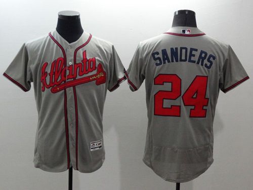 Braves #24 Deion Sanders Grey Flexbase Authentic Collection Stitched MLB Jersey Braves #24 Deion Sanders Grey Flexbase Authentic Collection Stitched MLB Jersey