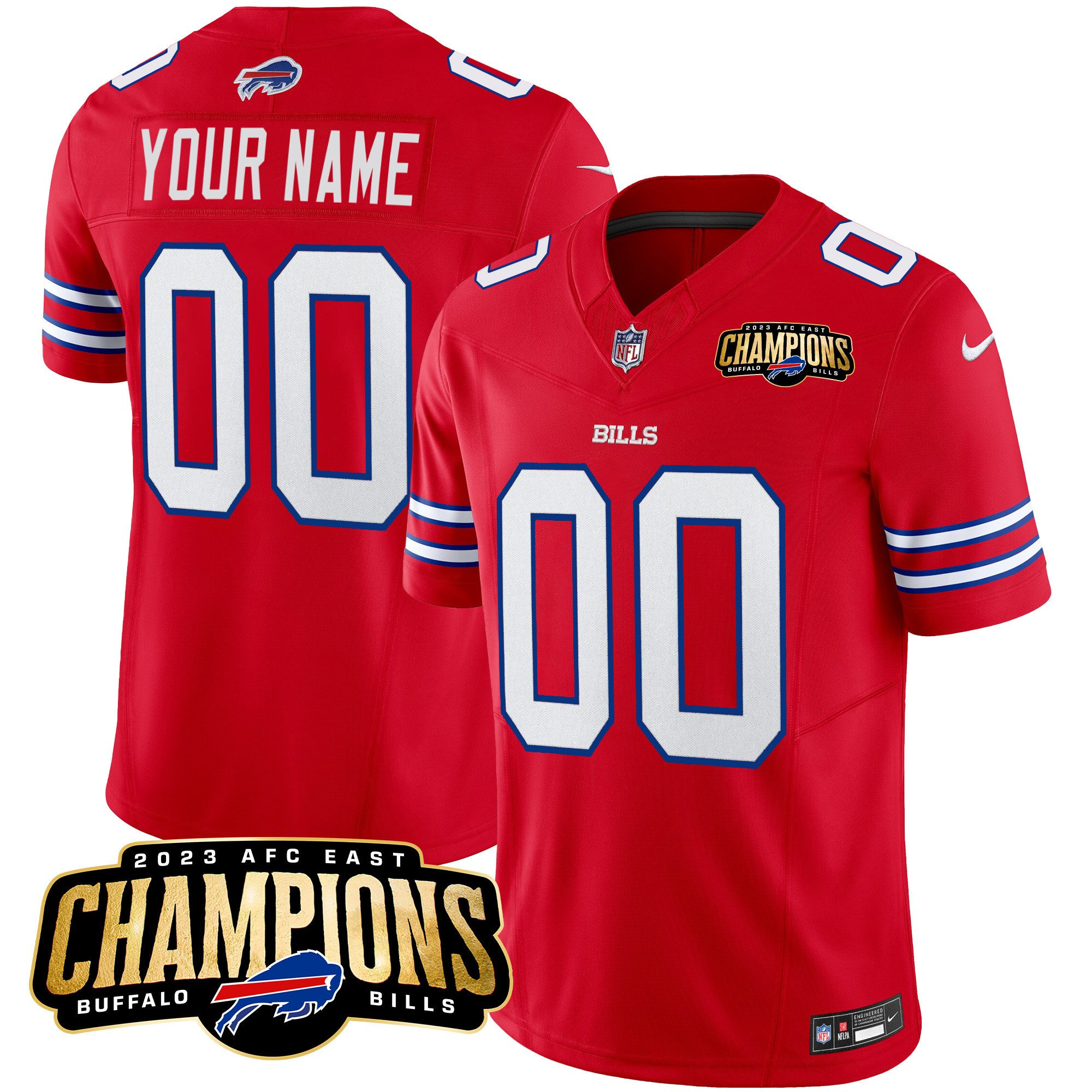 Men's Buffalo Bills Active Player Custom Red 2023 F.U.S.E. AFC East Champions Ptach Stitched Football Jersey Men's Buffalo Bills Active Player Custom Red 2023 F.U.S.E. AFC East Champions Ptach Stitched Football Jersey