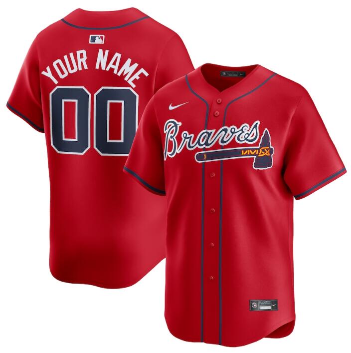 Men's Atlanta Braves Active Player Custom Red 2024 Alternate Limited Stitched Baseball Jersey Men's Atlanta Braves Active Player Custom Red 2024 Alternate Limited Stitched Baseball Jersey