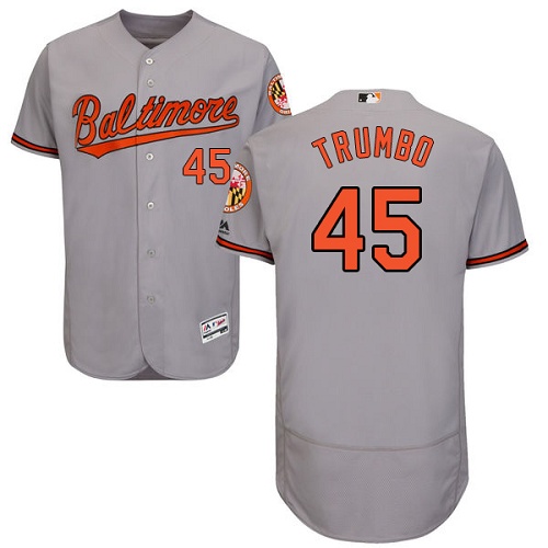 Orioles #45 Mark Trumbo Grey Flexbase Authentic Collection Stitched MLB Jersey Orioles #45 Mark Trumbo Grey Flexbase Authentic Collection Stitched MLB Jersey