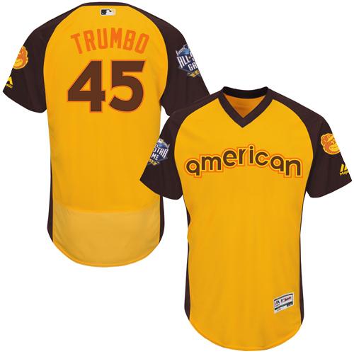 Orioles #45 Mark Trumbo Gold Flexbase Authentic Collection 2016 All-Star American League Stitched MLB Jersey Orioles #45 Mark Trumbo Gold Flexbase Authentic Collection 2016 All-Star American League Stitched MLB Jersey