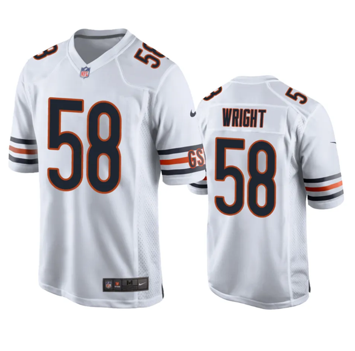 Men's Chicago Bears #58 Darnell Wright White Stitched Football Game Jersey Men's Chicago Bears #58 Darnell Wright White Stitched Football Game Jersey