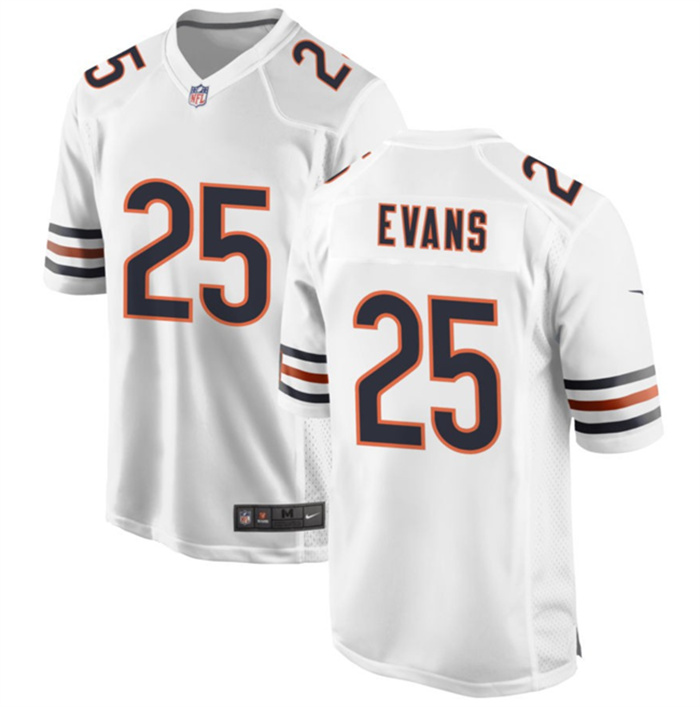 Men's Chicago Bears #25 Darrynton Evans White Stitched Football Game Jersey Men's Chicago Bears #25 Darrynton Evans White Stitched Football Game Jersey