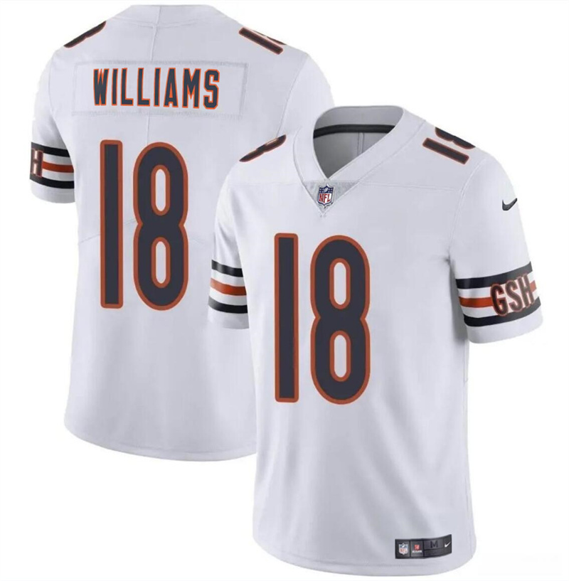 Men's Chicago Bears #18 Caleb Williams White 2024 Draft Vapor Stitched Football Jersey Men's Chicago Bears #18 Caleb Williams White 2024 Draft Vapor Stitched Football Jersey