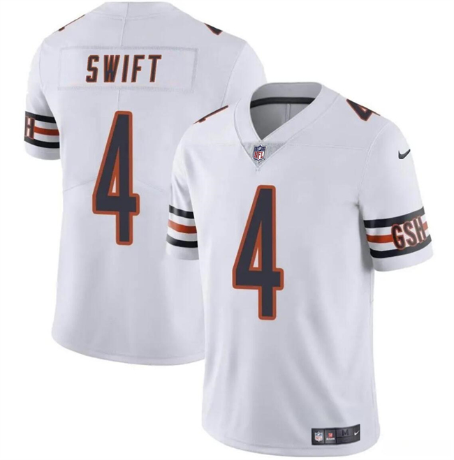 Men's Chicago Bears #4 D’Andre Swift White Vapor Stitched Football Jersey Men's Chicago Bears #4 D’Andre Swift White Vapor Stitched Football Jersey