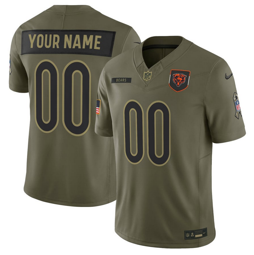Men's Chicago Bears Active Player Custom Olive 2025 F.U.S.E. Salute to Service Limited Stitched Football Jersey Men's Chicago Bears Active Player Custom Olive 2025 F.U.S.E. Salute to Service Limited Stitched Football Jersey