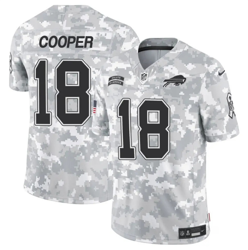 Men's Buffalo Bills #18 Amari Cooper 2024 F.U.S.E Arctic Camo Salute to Service Limited Stitched Football Jersey Men's Buffalo Bills #18 Amari Cooper 2024 F.U.S.E Arctic Camo Salute to Service Limited Stitched Football Jersey
