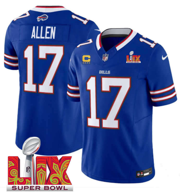 Men's Buffalo Bills #17 Josh Allen Royal F.U.S.E. 24/25 Super Bowl LIX With 4-star C Ptach Vapor Untouchable Limited Stitched Football Jersey Men's Buffalo Bills #17 Josh Allen Royal F.U.S.E. 24/25 Super Bowl LIX With 4-star C Ptach Vapor Untouchable Limited Stitched Football Jersey