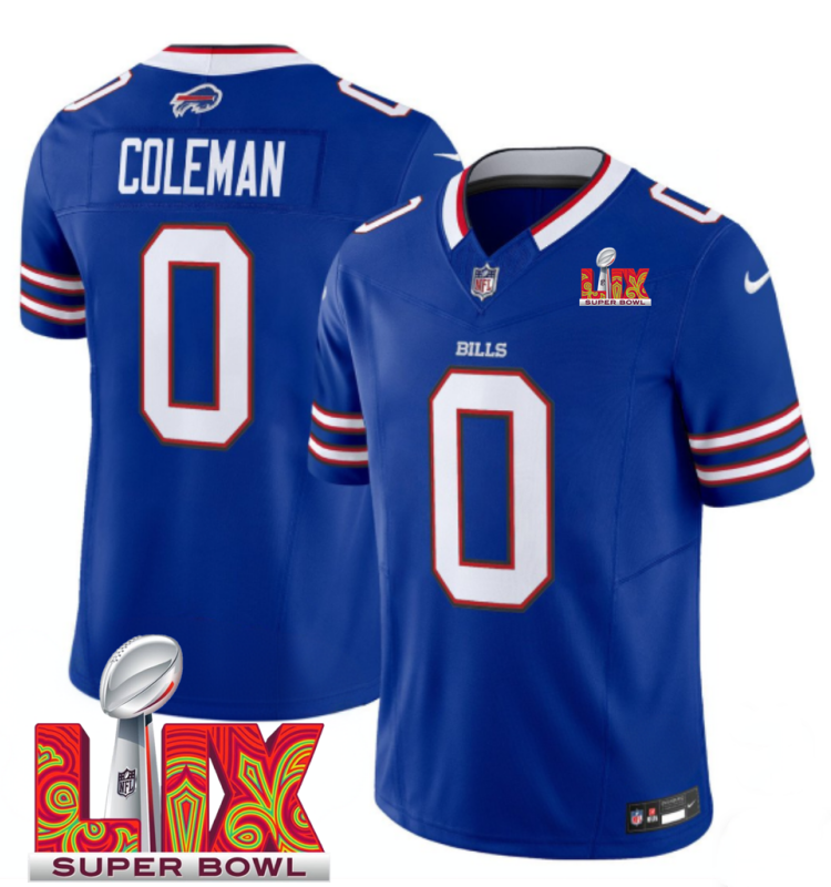 Men's Buffalo Bills #0 Keon Coleman Royal F.U.S.E. 24/25 Super Bowl LIX Vapor Untouchable Limited Stitched Football Jersey
