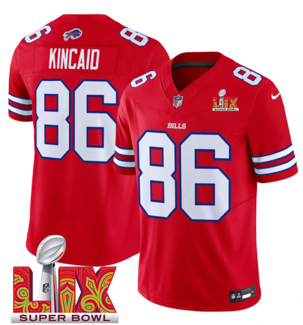 Men's Buffalo Bills #86 Dalton Kincaid Red F.U.S.E. 24/25 Super Bowl LIX Vapor Untouchable Limited Stitched Football Jersey Men's Buffalo Bills #86 Dalton Kincaid Red F.U.S.E. 24/25 Super Bowl LIX Vapor Untouchable Limited Stitched Football Jersey