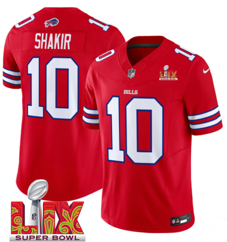Men's Buffalo Bills #10 Khalil Shakir Red F.U.S.E. 24/25 Super Bowl LIX Vapor Untouchable Limited Stitched Football Jersey