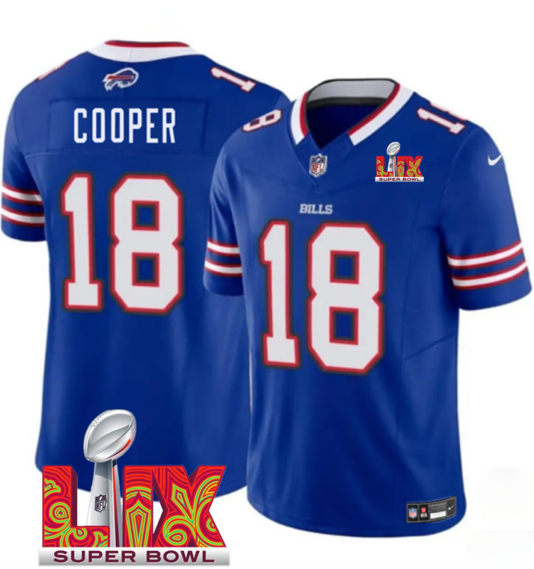 Men's Buffalo Bills #18 Amari Cooper Royal F.U.S.E. 24/25 Super Bowl LIX Vapor Untouchable Limited Stitched Football Jersey