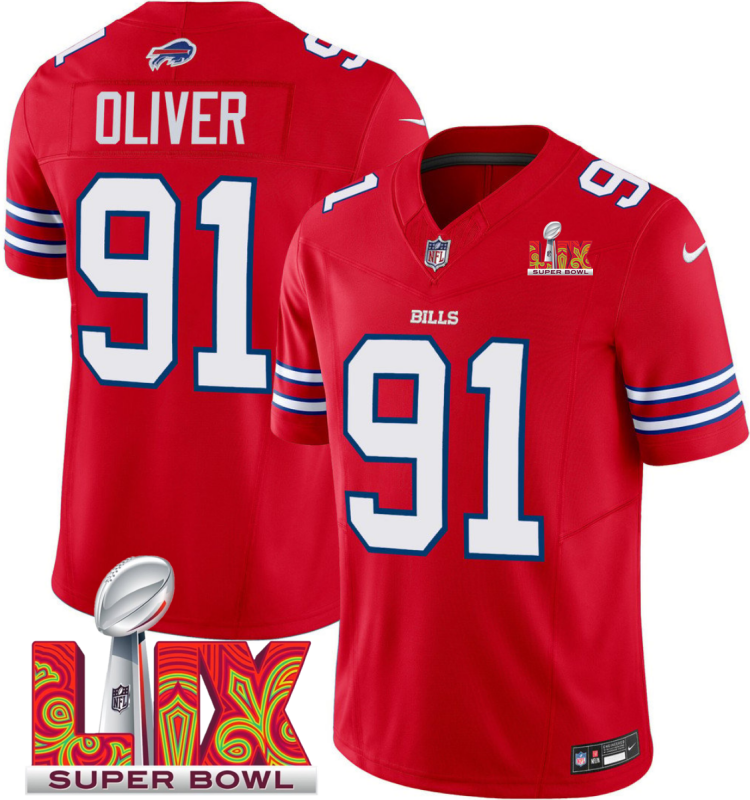 Men's Buffalo Bills #91 Ed Oliver Red F.U.S.E. 24/25 Super Bowl LIX Vapor Untouchable Limited Stitched Football Jersey Men's Buffalo Bills #91 Ed Oliver Red F.U.S.E. 24/25 Super Bowl LIX Vapor Untouchable Limited Stitched Football Jersey