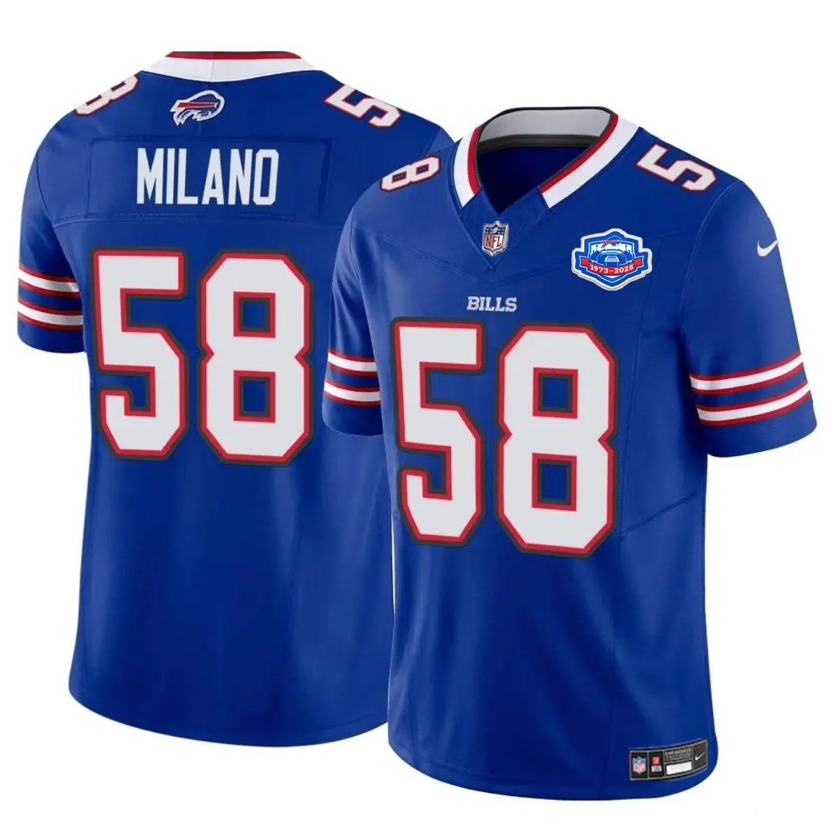 Men's Buffalo Bills #58 Matt Milano Blue 2025 F.U.S.E. With Farewell Patch Vapor Untouchable Limited Stitched Football Jersey