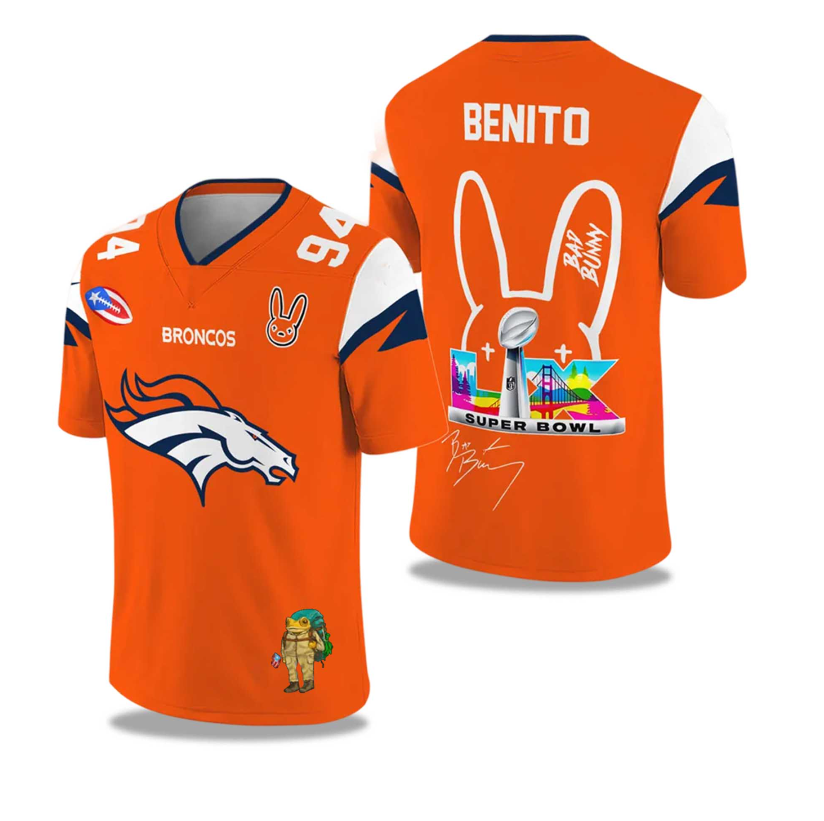 Men's Denver Broncos Orange 2025/2026 Bowl LX Print Jersey Men's Denver Broncos Orange 2025/2026 Bowl LX Print Jersey