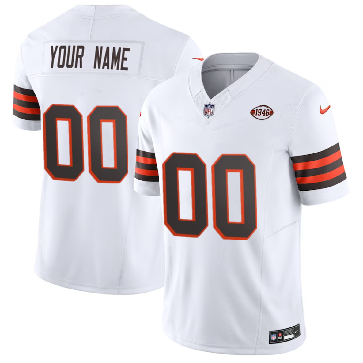Men's Cleveland Browns Active Player Custom White 2023 F.U.S.E. 1946 Collection Vapor Untouchable Limited Stitched Football Jersey Men's Cleveland Browns Active Player Custom White 2023 F.U.S.E. 1946 Collection Vapor Untouchable Limited Stitched Football Jersey
