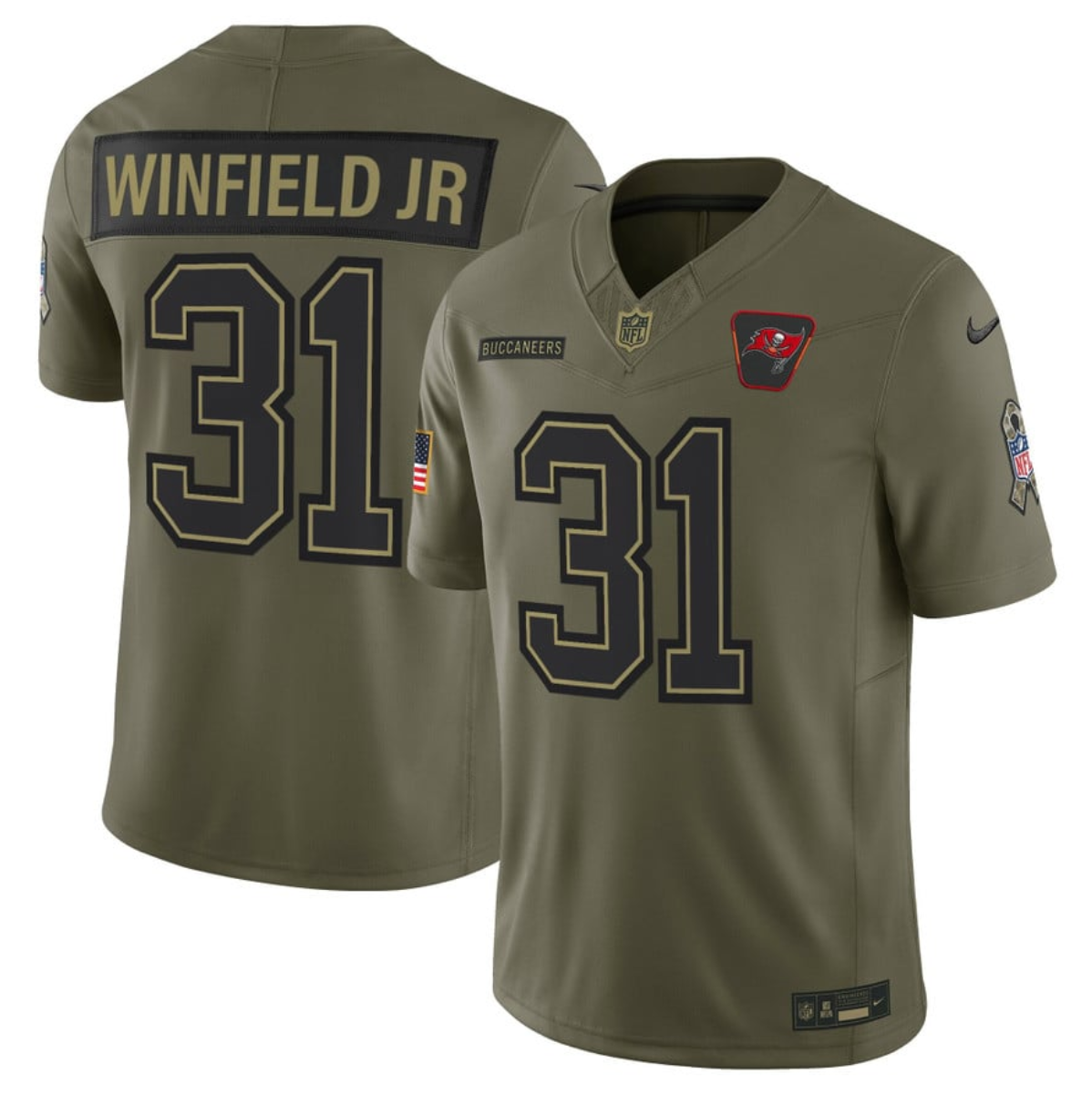 Men's Tampa Bay Buccaneers #31 Antoine Winfield Jr. Olive 2025 F.U.S.E. Salute to Service Limited Stitched Football Jersey
