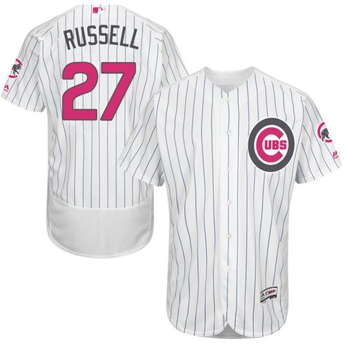 Cubs #27 Addison Russell White(Blue Strip) Flexbase Authentic Collection Mother's Day Stitched MLB Jersey Cubs #27 Addison Russell White(Blue Strip) Flexbase Authentic Collection Mother's Day Stitched MLB Jersey