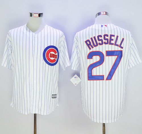 Cubs #27 Addison Russell White Strip New Cool Base Stitched MLB Jersey Cubs #27 Addison Russell White Strip New Cool Base Stitched MLB Jersey