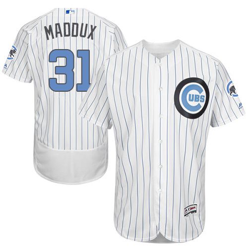 Cubs #31 Greg Maddux White(Blue Strip) Flexbase Authentic Collection Father's Day Stitched MLB Jersey Cubs #31 Greg Maddux White(Blue Strip) Flexbase Authentic Collection Father's Day Stitched MLB Jersey