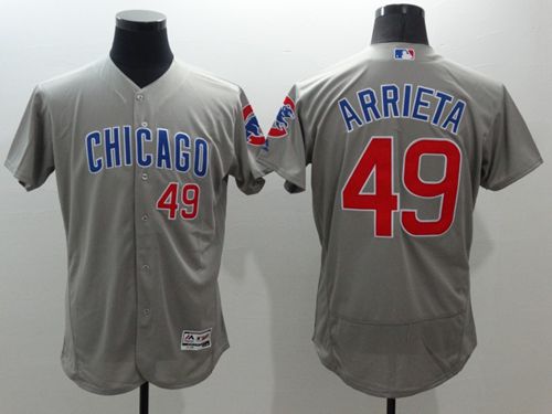 Cubs #49 Jake Arrieta Grey Flexbase Authentic Collection Road Stitched MLB Jersey Cubs #49 Jake Arrieta Grey Flexbase Authentic Collection Road Stitched MLB Jersey