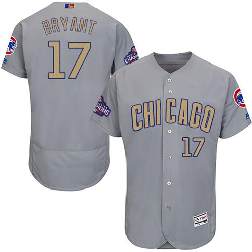 Cubs #17 Kris Bryant Grey Flexbase Authentic 2017 Gold Program Stitched MLB Jersey Cubs #17 Kris Bryant Grey Flexbase Authentic 2017 Gold Program Stitched MLB Jersey